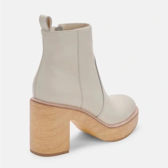 NEW DOLCE VITA Cecile Leather Heel Booties ivory for women 563tn - Picture 6 of 7